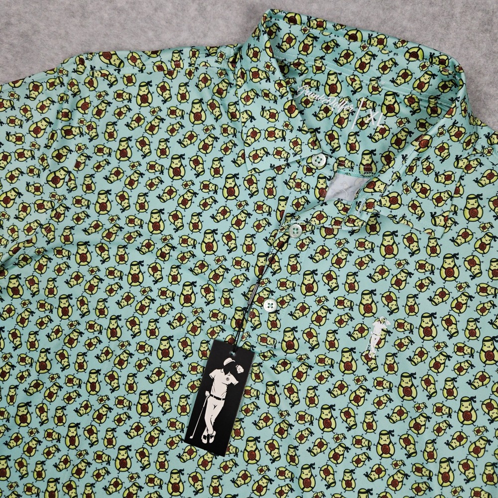 Grunk Dolfer Mens XL Green Avocado Polo‎ Ninja Golf Shirt Performance Activewear